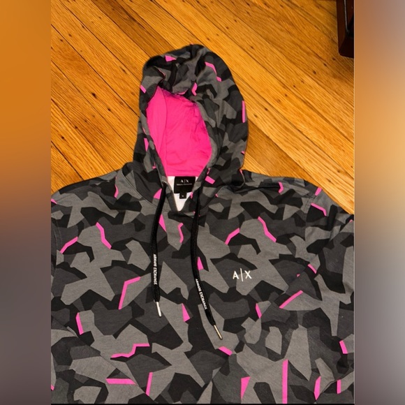 Armani Exchange Hyperbright Hoodie Pink - Picture 2 of 6